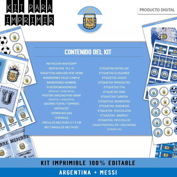 Kit Imprimible Argentina Selección Messi Personalizado 1