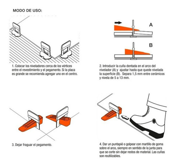 Nivelador Separador Porcelanato Cerámico X 100 Unidades 1
