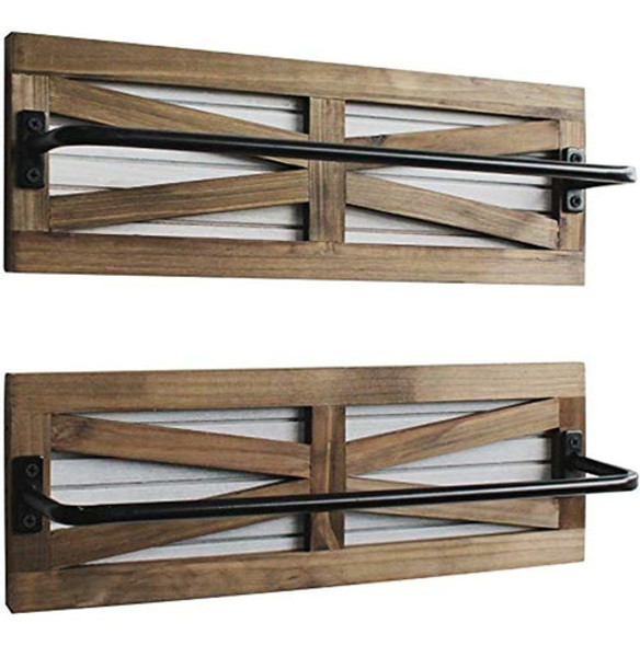 Toallero Rústico De 2 Piezas Para Baño Montado En La Pared, 0