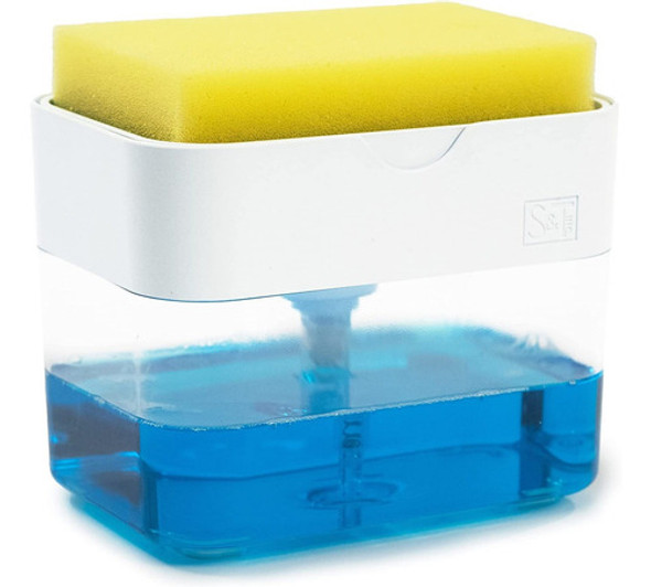 Dispenser De Jabon Y Soporte De Esponja Para Cocina - Blanco 0