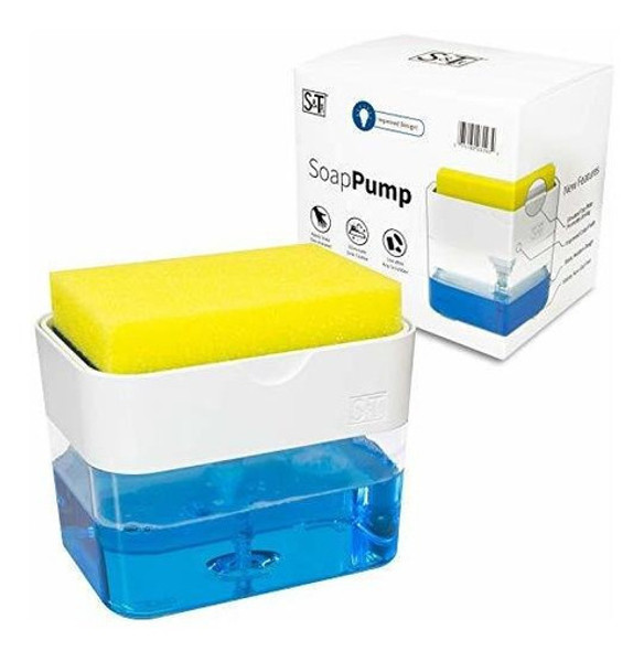 Dispenser De Jabon Y Soporte De Esponja Para Cocina - Blanco 1