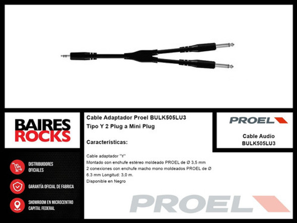 Cable Adaptador Proel Bulk505lu3 Tipo Y 2 Plug Mini Plug Cuo 1