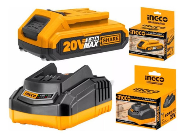 Kit Cargador + Batería 20v 2.0ah Ingco P20s 0