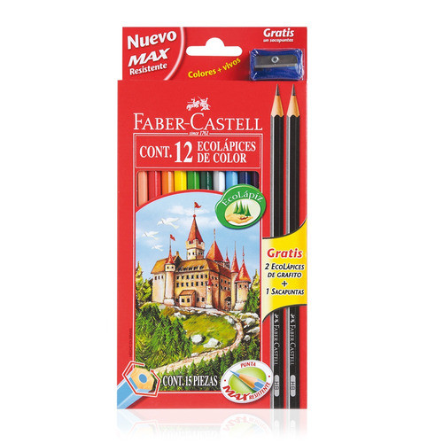 Faber-castell 12 Lápices De Colores + 2 Lápices Grafito + 0