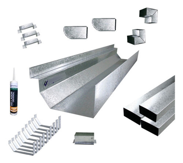 Combo Kit Canaleta P/techos 09 Mts -tiras 1 Mts Con 1 Bajada 0