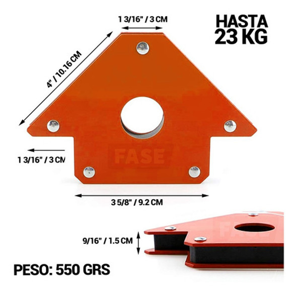 Combo X2 Escuadra Magnética 4 Pulgadas 23kg Soporte Soldar 1