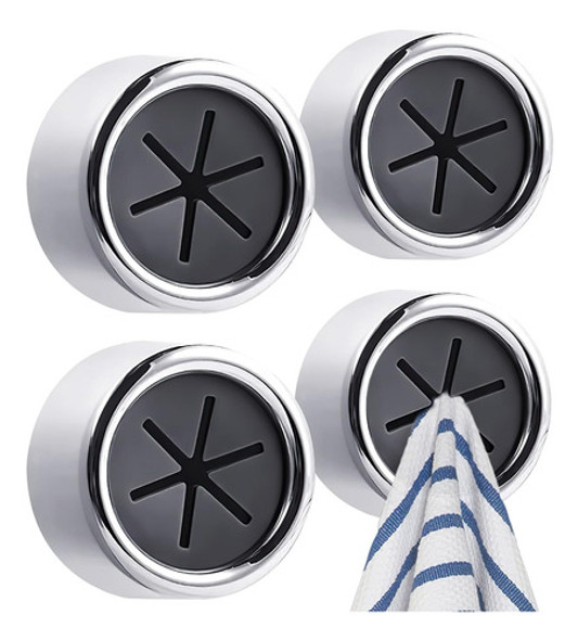 4 Soporte Adhesivo De Pared Para Toallas Baño/cocina Plata A 0