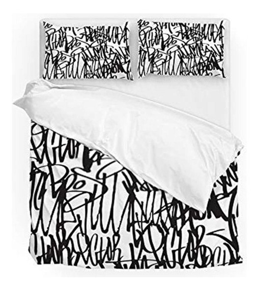 Juegos De Cama Queen Size Black Text Graffiti Juegos De Fund 1