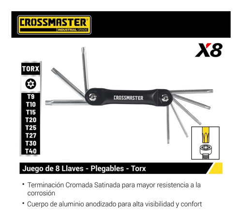 Juego Set Llaves Torx Tamper C Agujero Plegables Crossmaster 1
