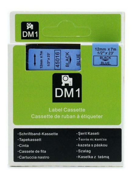 Cinta Rotulado Compatible Dymo D1 45016 12mmx7m Negro/azul 0