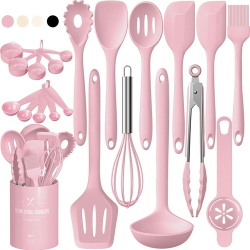 Juego De 22 Utensilios De Cocina Resistente Al Calor Rosa 0