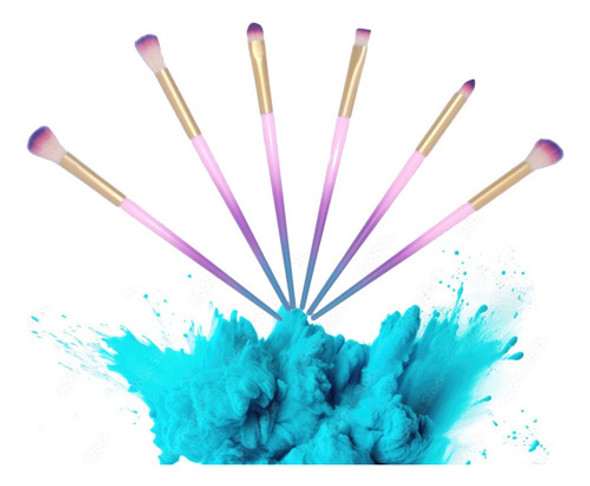 Set X 6 Brochas Mango Arcoíris Brillos Maquillaje Pinceles 1 Set X 6 Brochas Mango Arcoíris Brillos Maquillaje Pinceles 1