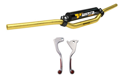 Manubrio W3d Dorado + Manijas Grip Rojo Zanella Zr250 Wirtz 0