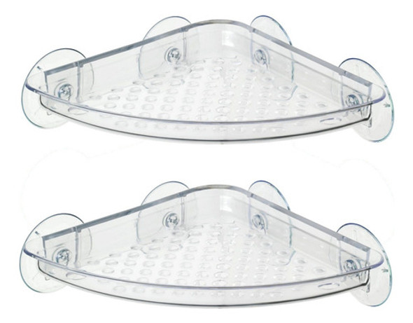 Set X 2 Estante Esquinero Plástico Ventosas Organizador Baño 0