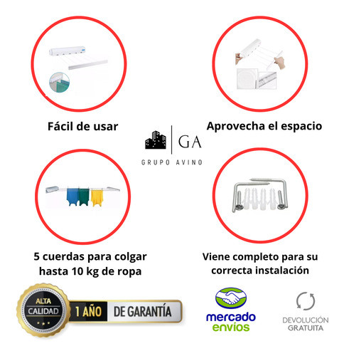 Tendero Ropa Tender Plegable Balcón Pared Puertas Rexx! 1