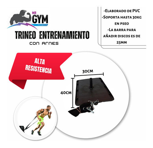 Kit Set Trineo Entrenamiento + Discos 5kg C/ Agarres Futbol 1