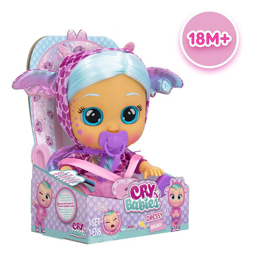 Muñeca Cry Babies Bebes Llorones Dressy Bruny Con Pelo Real 1