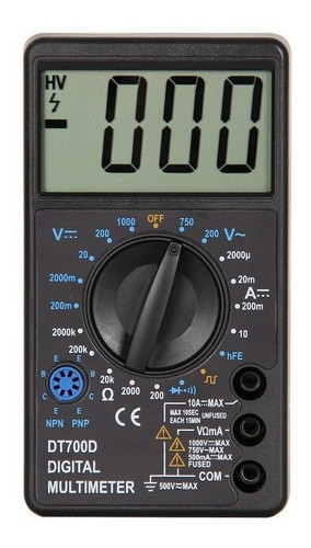 Multimetro Tester Digital Pantalla Grande Vol Amp Res Buzzer 0
