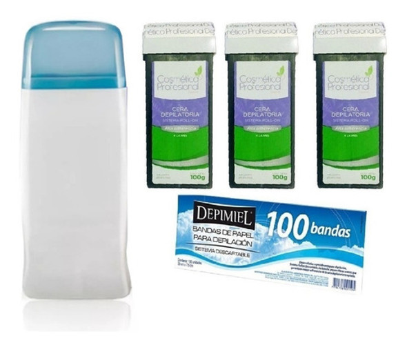 Calentador De Cera Roll On + Cartuchos + Bandas Depilacion 0