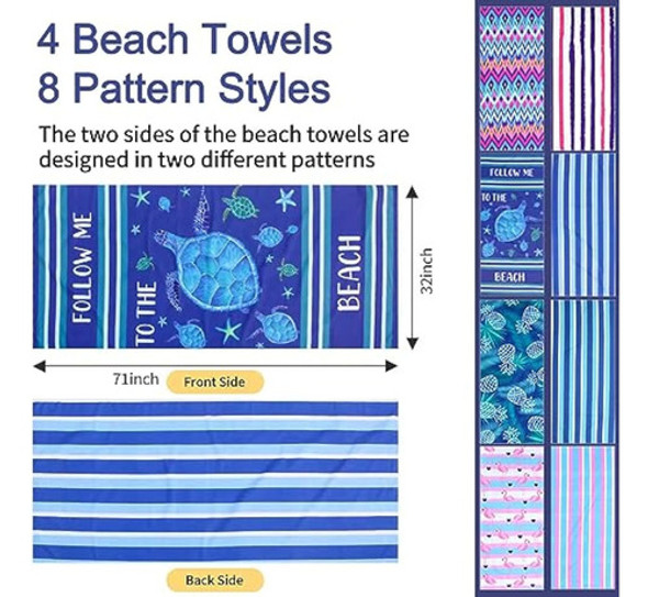 Paquete De 4 Toallas De Playa De Microfibra De 1 Paquete De 4 Toallas De Playa De Microfibra De 1
