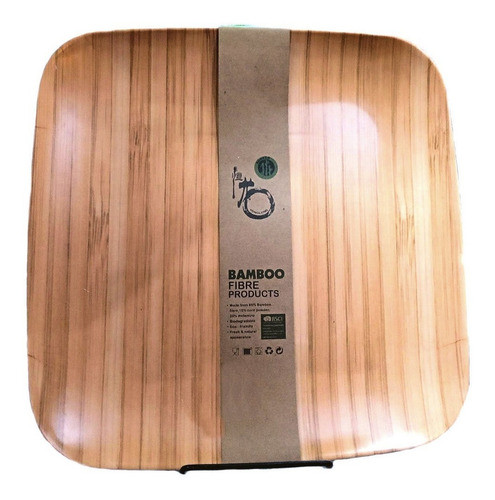 Set De 6 Platos De Fibras De Bambu Cuadrados De  26cm 0