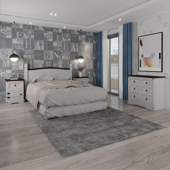 2 Mesa De Luz + Respaldo Cabecera Dormitorio Linea Mexicana 1