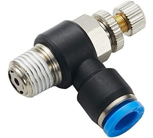 Regulador De Caudal Neumatico Codo Rosca 1/4 Tubo 10mm 0