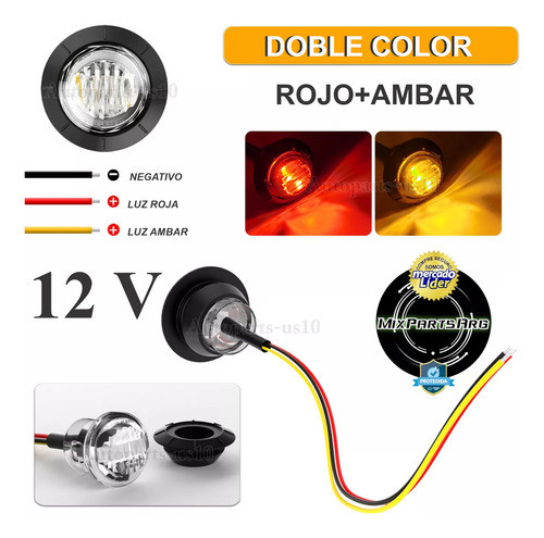 Luces Bicolor Camion Trailer Motorhome Marcadoras Led 12 24v 1