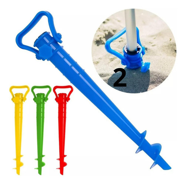 Set X2 Soporte Para Sombrilla Colocador Pincho Arena Playa 1