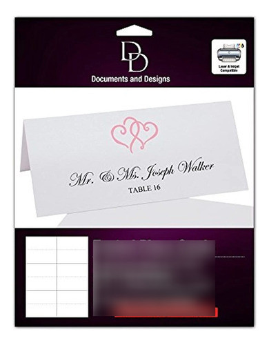 Tarjetas De Lugar Imprimibles De Corazones Enlazados, Rosa, 1