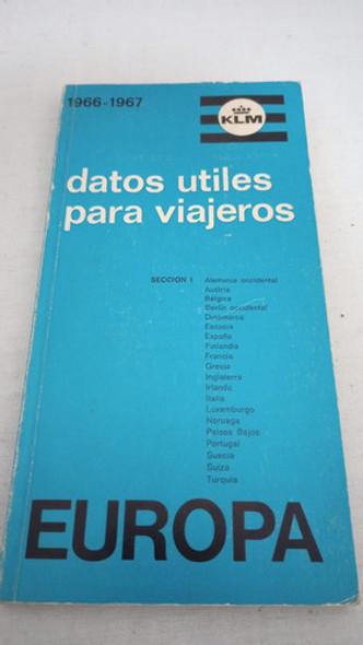 Datos Útiles Para El Viajero. Klm. 1966/7 0