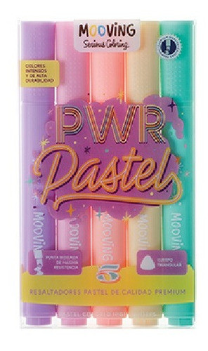 Resaltadores Pastel Pwr Pastel Mooving X 5 Unidades 0