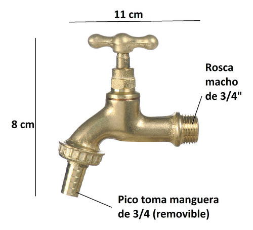 Canilla 3/4 Bronce Con Manga Pulida Con Pico Para Manguera 1