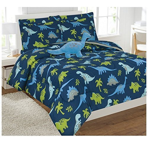 Juego De Edredón Linen Plus Para Niños Dinosaurio Azul Oscur 0