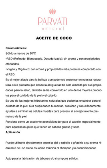 Aceite De Coco 5 Lt Uso Cosmetico Neutro - Materia Prima 1