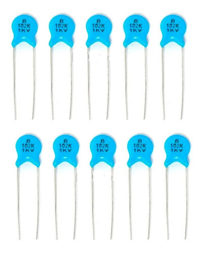 Pack X 100  Capacitor Cerámico 1nf = 1000pf = 102 1k 1000v 0