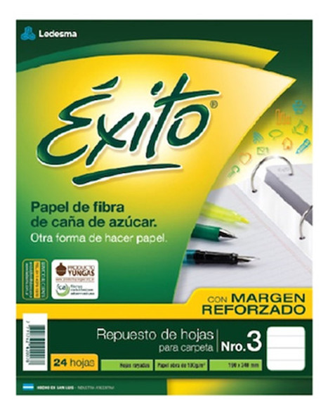 Repuesto N°3 Reforzado Exito 24 Hojas Rayadas 0