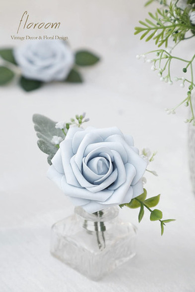 Rosas Artificiales C/tallo Realistas X50u/7.6cm/ Powder Blue 1