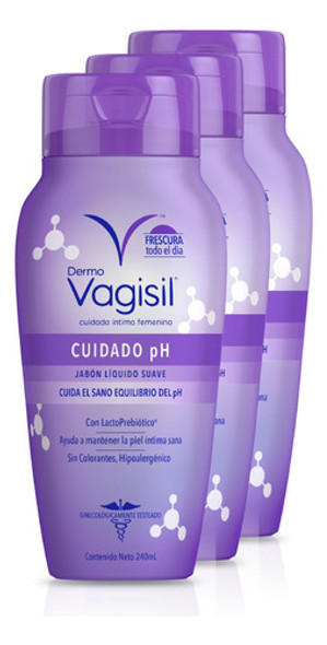 Kit X 3u Jabón Líquido Dermo Vagisil Cuidado Ph 240ml 0