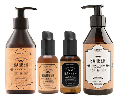 Primont Barber Sh + Acondicionador + Serum + Gel De Afeitar 0