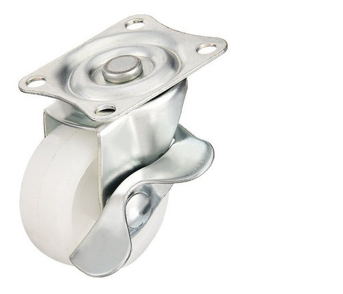 Rueda Blanca Base Giratoria 63 Mm Con Freno Muebles 0