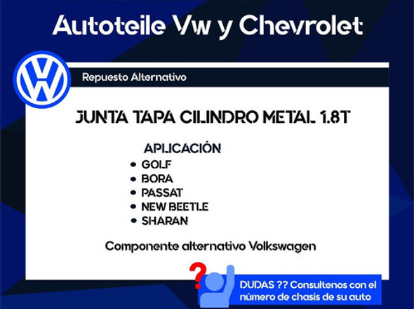 Junta Tapa Cilindro Vw Golf Bora Passat New Beetle Sharan 1 Junta Tapa Cilindro Vw Golf Bora Passat New Beetle Sharan 1