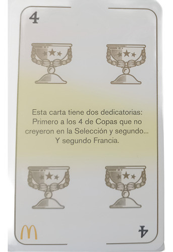 Cartas Panini Coleccion Mcdonald's 4 De Copas 0