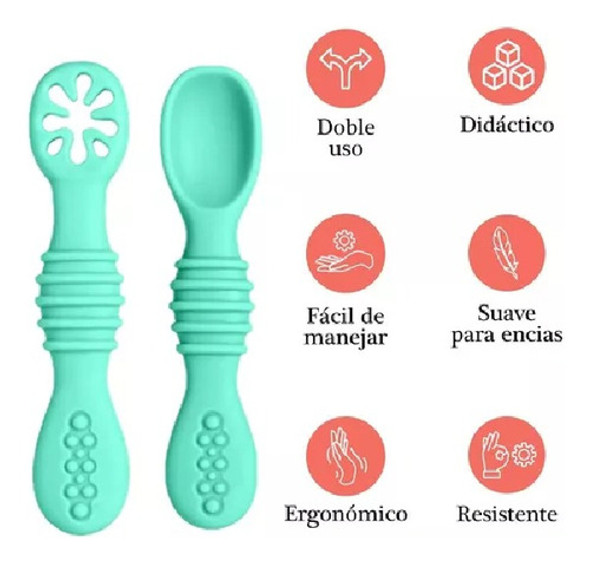 Cucharas Bebé En Silicona 2 Unidades Utensilio Alimentación 1