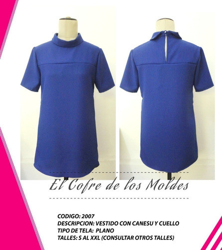 Molde Digital Vestido Con Canesu, Patron Pack Talles S A Xxl 1