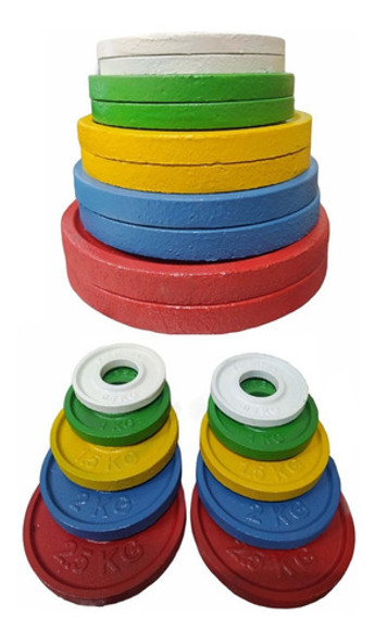 Discos Olimpicos Fraccionados Set De 0.5/1/1.5/2 Y 2.5 Kg 0