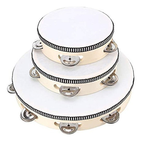 Pandereta De 3 Piezas Para Adultos, Pandereta De Madera De 6 0