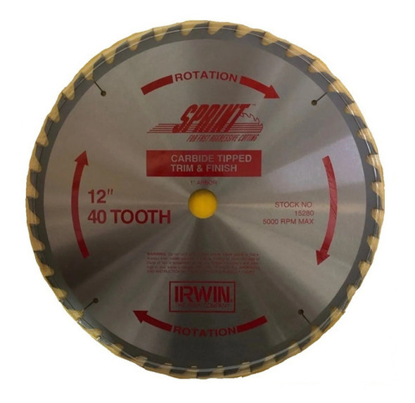 Disco De Corte Madera Irwin 12 Pulgadas 305mm 40 Dientes K37 0