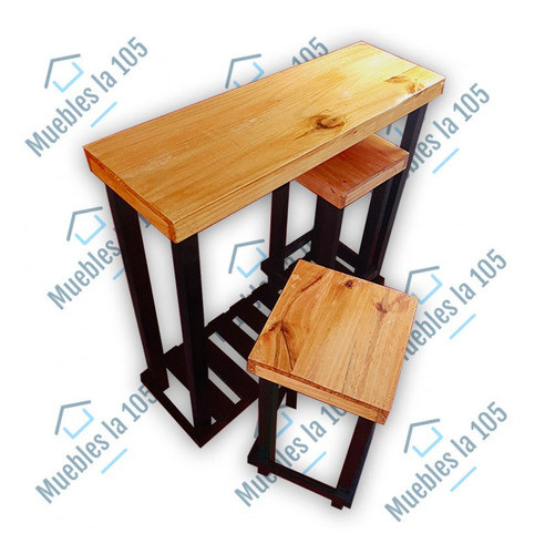 Desayunador Con 2 Banquetas Pintado 1