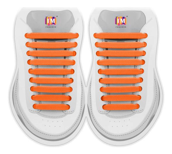 Cordones Para Zapatillas De Niños Elastico Silicona Naranja 0